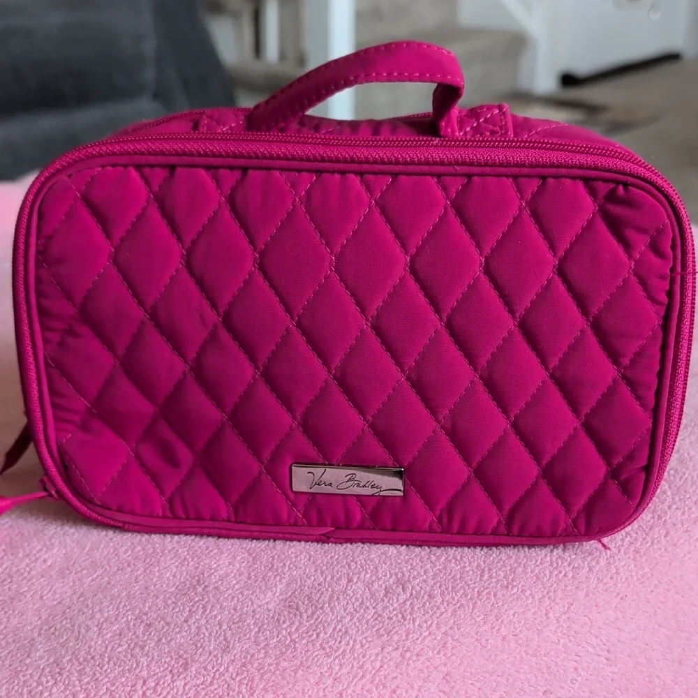Vera Bradley Quilted Cosmetic Case in Vivid Pink